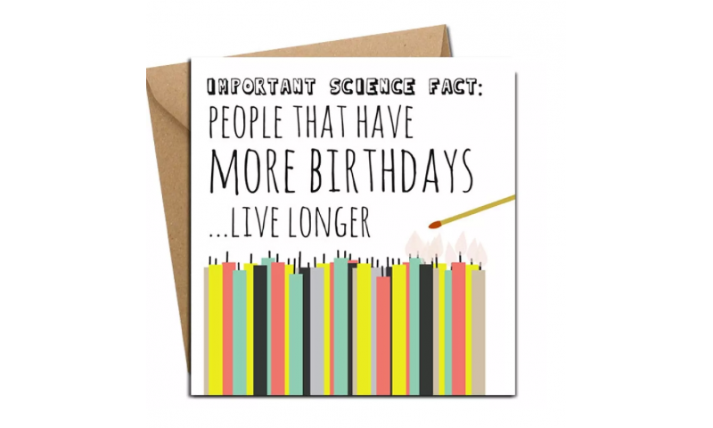Lainey K Birthday Card: 'People That Have More Birthdays Live Longer!'