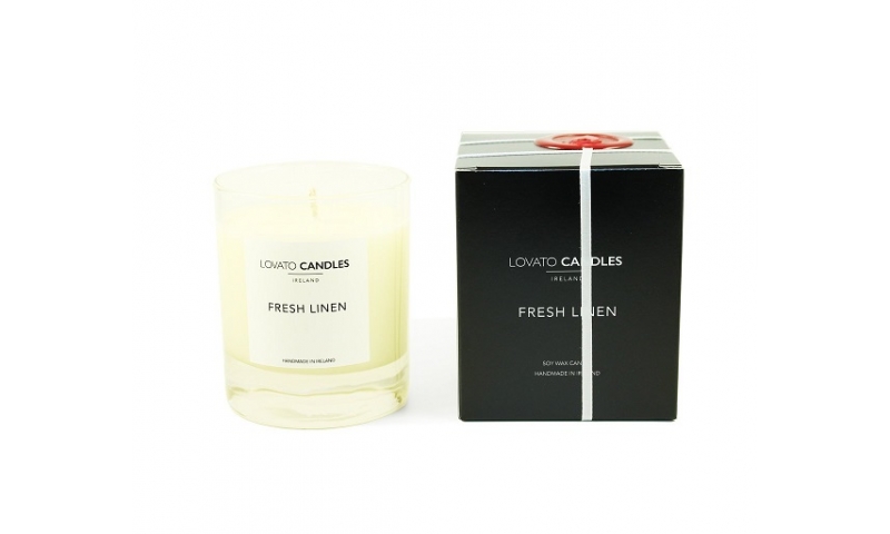 Lovato Clear Candle in Luxury Black Box - Fresh Linen