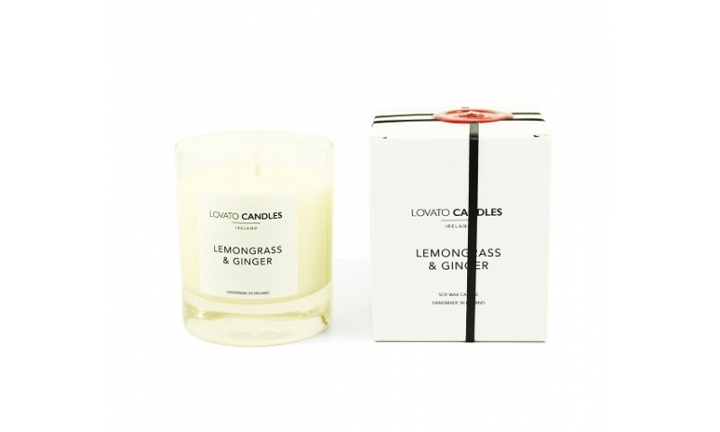 Lovato Clear Candle In Luxury White Box - Lemongrass & Ginger