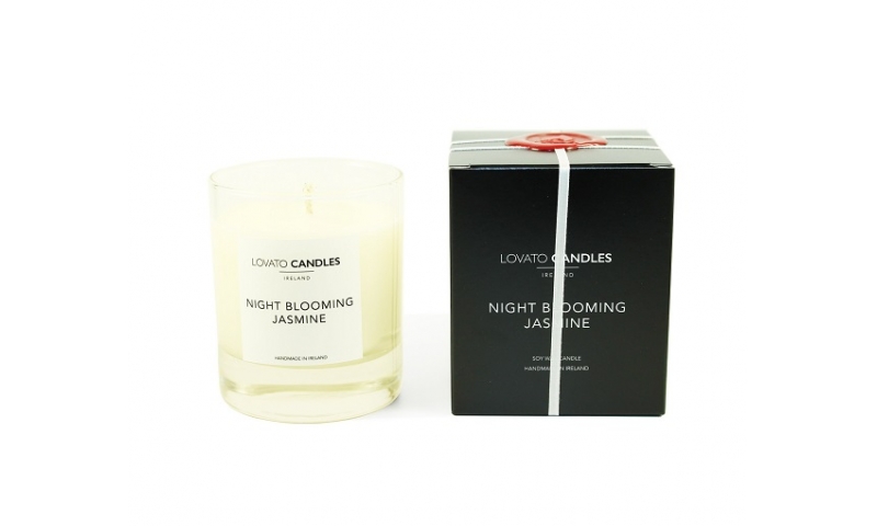 Lovato Clear Candle in Luxury Black Box - Night Blooming Jasmine