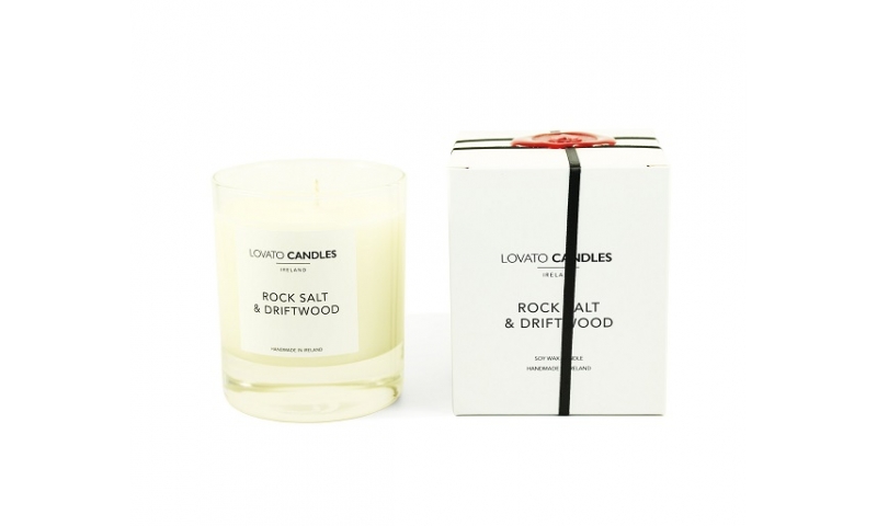 Lovato Clear Candle in Luxury White Box Rocksalt & Driftwood