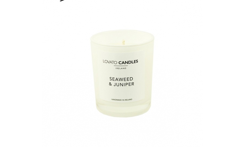 Lovato Small White Votive Candle - Seaweed & Juniper